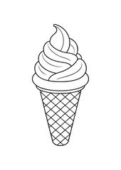 coloring page, simple black lineart illustration of a ice cream on white background. coloring page ready for print