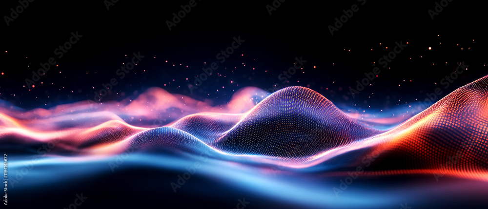 Poster dynamic light waves creating a mesmerizing visual experience abstract landscape digital art cosmic e