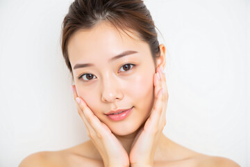 Naklejka premium Portrait of natural glow beauty skin close up