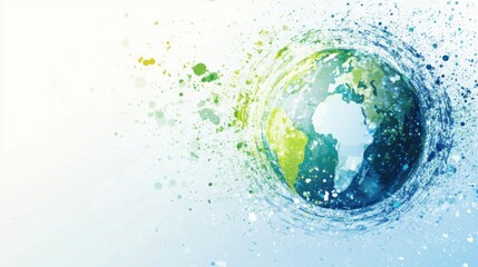 Creative Artistic Representation of Earth Surrounded by Colorful Splash Effects, Symbolizing Environmental Awareness and Global Connectivity in a Vibrant Visual Format