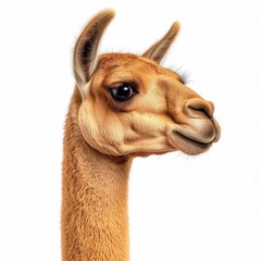 Obraz premium Close-up Profile of a Cute and Curious Camelid with Soft Fur