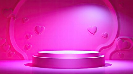  3D podium. Smooth gradient transitions, rich Valentines day mood and world building. Complementary epic colors