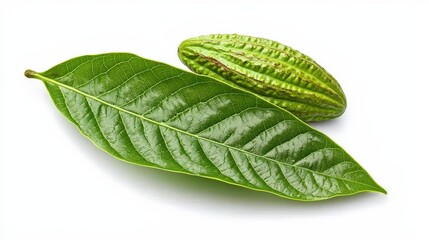 Obraz premium green cocoa leaf isolated on white