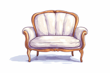 Elegant Vintage Sofa with Wooden Frame and Soft Upholstery