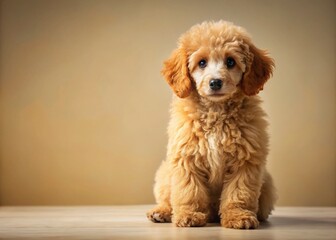 Adorable Mini Poodle Puppy Posing, Copy Space, Right Side