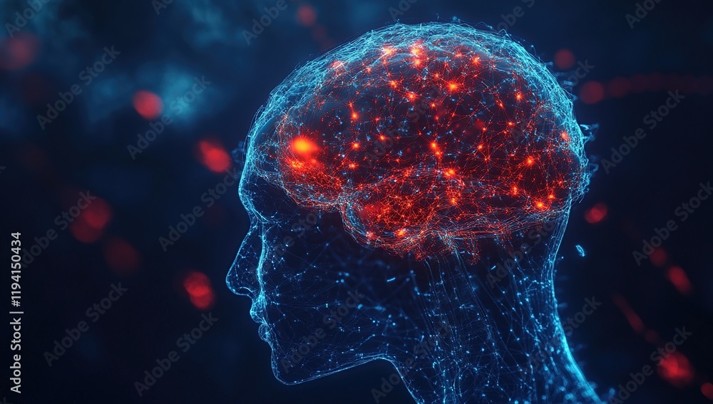Poster exploring the human brain: neural networks, connections, and cognitive processes, visually stunning 