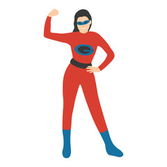 Female Superhero Illustration on White Background. Flat Vector Character