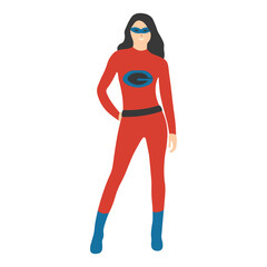 Fototapeta premium Female Superhero Illustration on White Background. Flat Vector Character
