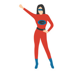 Female Superhero Illustration on White Background. Flat Vector Character