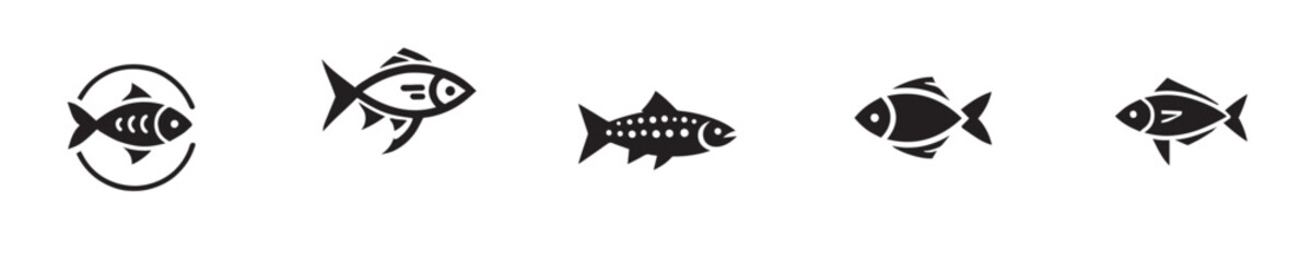 vector set of silhouette fish icons