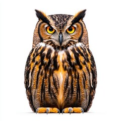 Obraz premium Majestic Owl with Striking Feathers and Intense Yellow Eyes