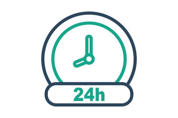 Day icon. line icon style. clock with 24 h. icon related to time and date. time elements vector illustration