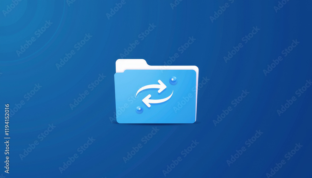 Poster file folder with sync icon for data management