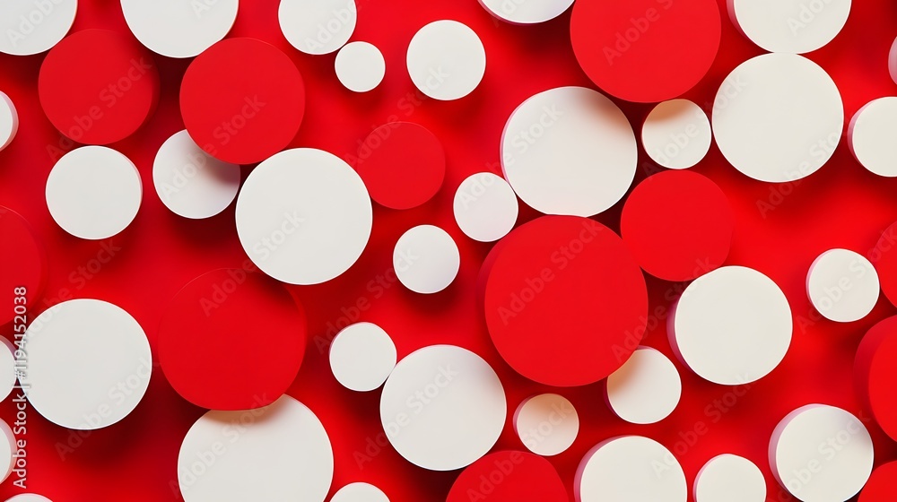 Poster abstract red and white circle pattern design