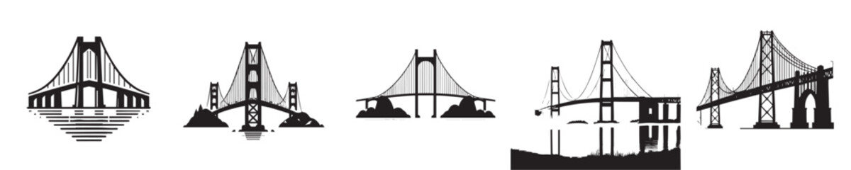 vector set of bridge silhouettes