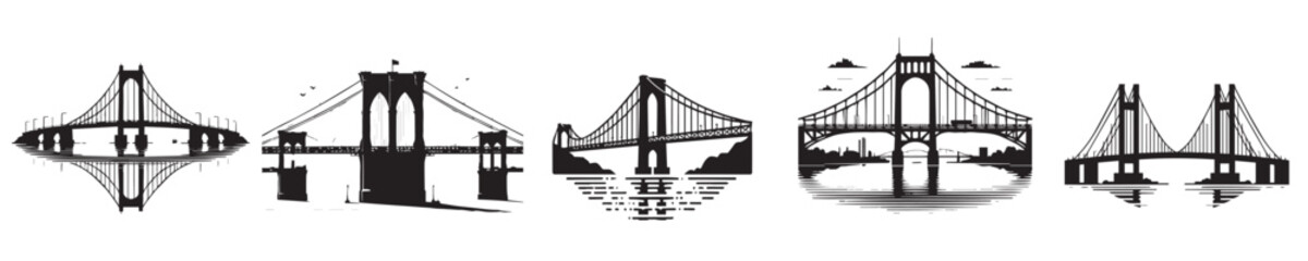 vector set of bridge silhouettes