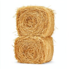 Freshly Stacked Hay Bales in Natural Rural Setting for Agriculture Use