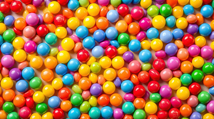 Obraz premium Assortment of colorful candy balls. Perfect for representing sweets, treats, celebrations, or childhood.