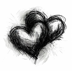 Obraz premium Pencil hand drawn scibble heart white background