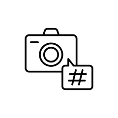 Photo hashtag outline icons, minimalist vector illustration ,simple transparent graphic element .Isolated on white background