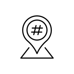 Hashtag location outline icons, minimalist vector illustration ,simple transparent graphic element .Isolated on white background