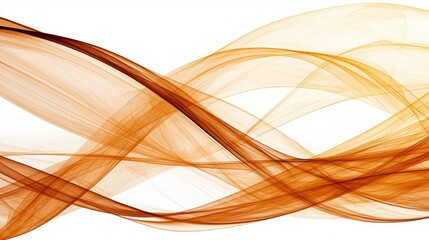 Abstract Background with Flowing Orange and Brown Waves on White