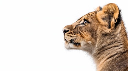 Obraz premium Lion Cub Profile in Soft Light on a White Background