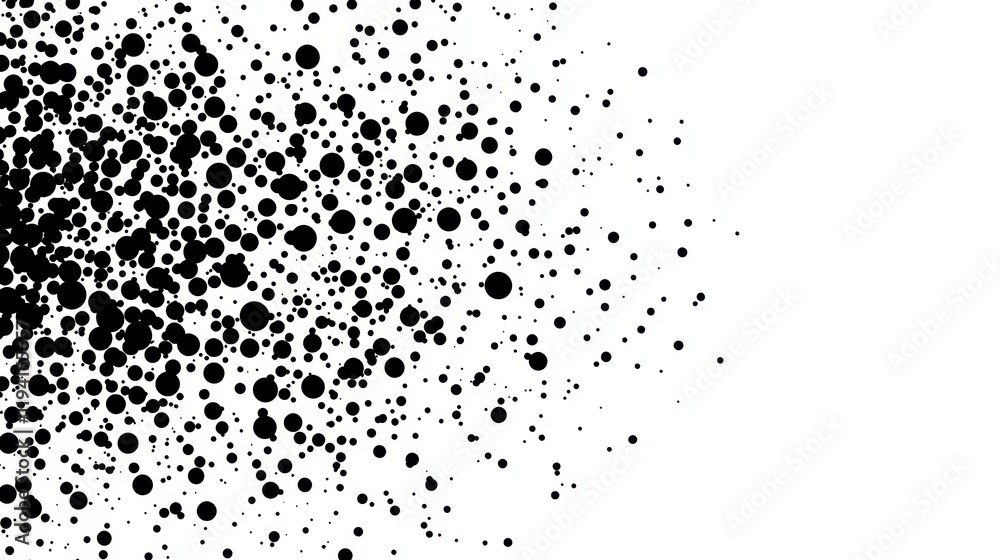 Poster black dots on white background creating unique artistic pattern