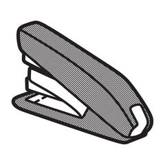black and white image, line art vector, handheld stapler facing back