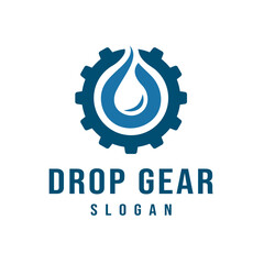 Gear Design Illustration with Simple Water Drop Vector