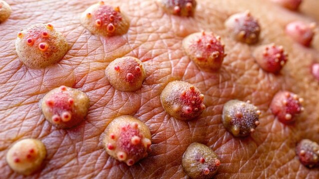 Aerial View of Warts and Verrucas on Skin - High Resolution Medical Stock Photo