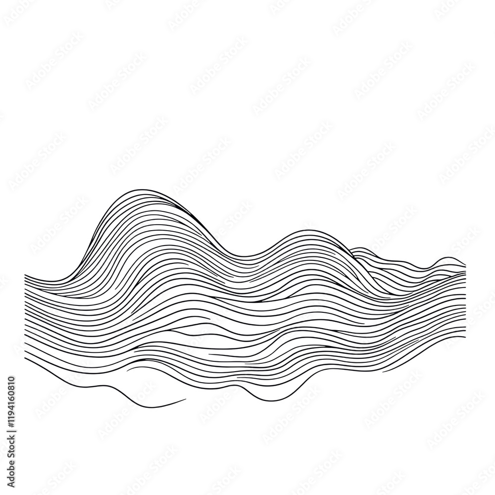 Fototapete an abstract image featuring numerous white lines creating a wave pattern against a black background.