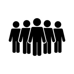 Crowd icon with group of men and people gathering