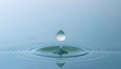 Goal of life, growth and, motivation concept: Water droplet creating ripples on a calm pond, small actions grow impact.