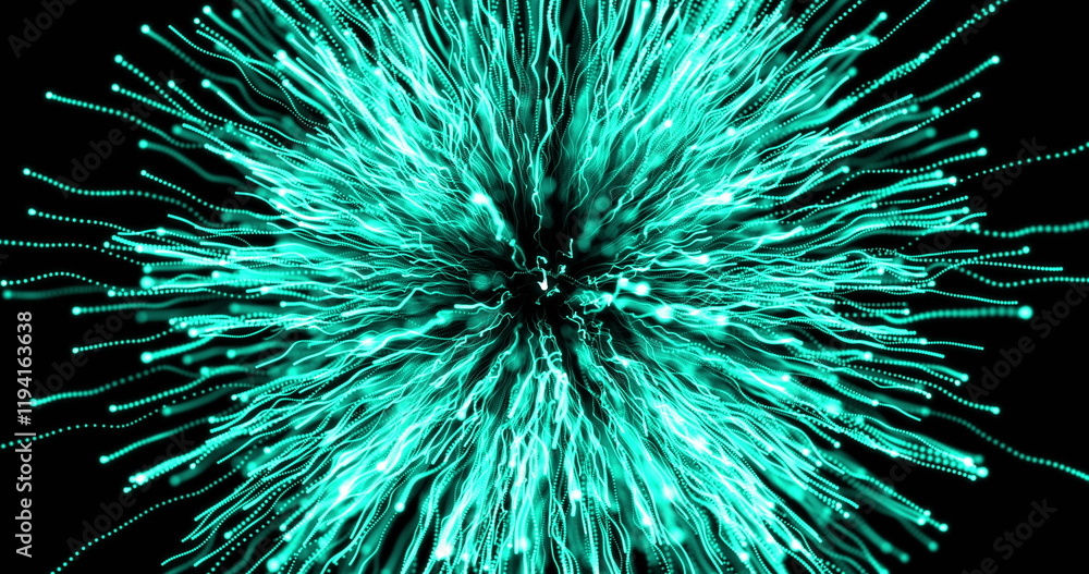 Poster image of green fireworks exploding on black background