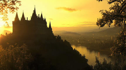 Castle Hohenzollern in Summer at golden hour