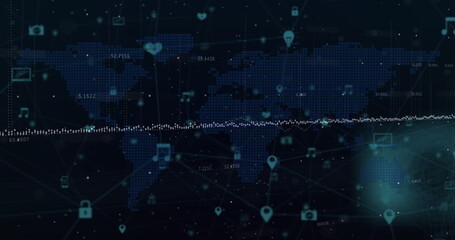 Obraz premium Image of molecules over glowing blue grid
