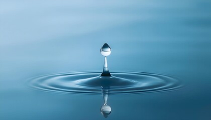 Goal of life, growth and, motivation concept: Water droplet creating ripples on a calm pond, small actions grow impact.