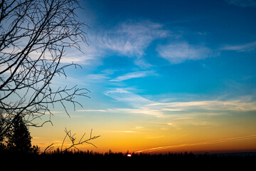 Fototapeta premium Dawn skies, pink clouds, delicate colors, bright sky