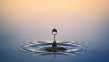 Goal of life, growth and, motivation concept: Water droplet creating ripples on a calm pond, small actions grow impact.