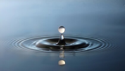 Goal of life, growth and, motivation concept: Water droplet creating ripples on a calm pond, small actions grow impact.