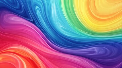 Fototapeta premium Vibrant Rainbow Swirls - Abstract Marbled Acrylic Paint Waves for Colorful Background Banner