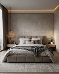 Scandinavian inspired bedroom design with neutral beige and earth tones wooden bed chair and modern furnishings Interior Design Inspiration