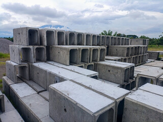 Storage and stacking area for U Ditch precast concrete for drainage work purposes