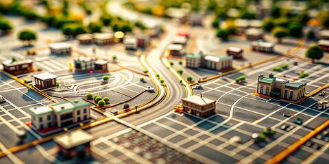 Bolivar Missouri Street Map: Tilt-Shift Black & White Aerial View