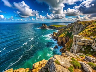 Fototapeta premium Breathtaking Brittany Coastline: Ocean View from Cap de la Chèvre Cliff
