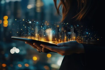 Businesswoman presenting housing loan options on a digital tablet, housing loan, concept of accessible technology in finance