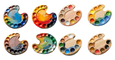 Assortment of Artist's Wooden Paint Palettes