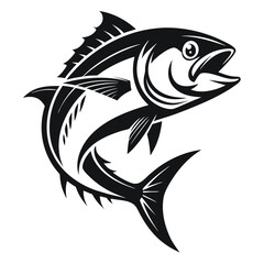 Obraz premium Black and White Fish logo icon vector illustration Silhouette Images