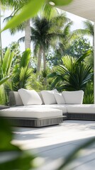 Fototapeta premium A serene outdoor space with a minimalist design. 